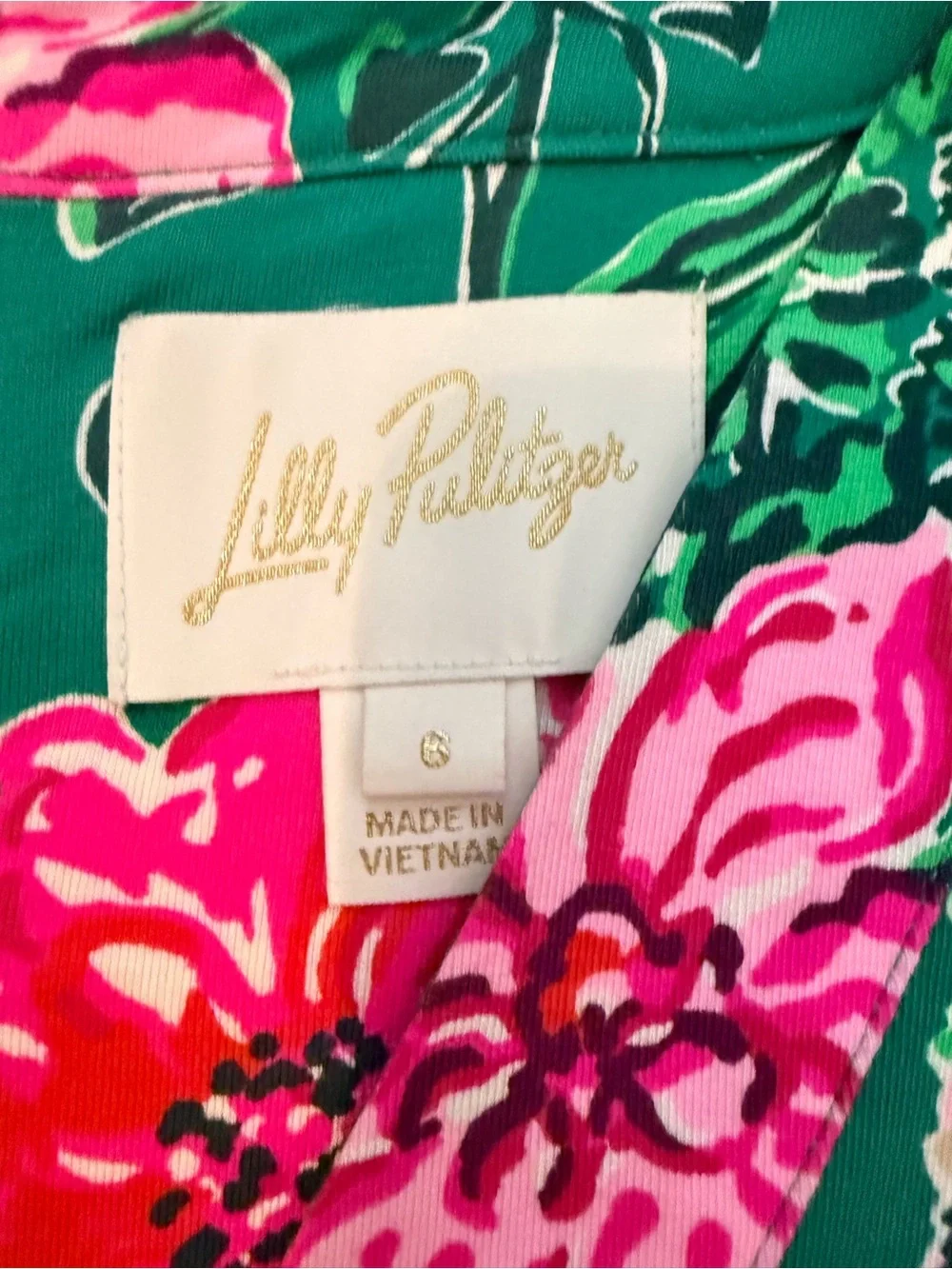 🌸NWOT Lilly Pulitzer Green Dress with Hot Pink Floral Print - Picture 2 of 6